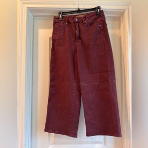 Judy Blue Burgundy Ankle Cropped Jeans